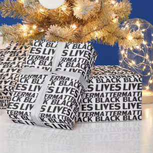 Black Lives Matter white black typography pattern Wrapping Paper