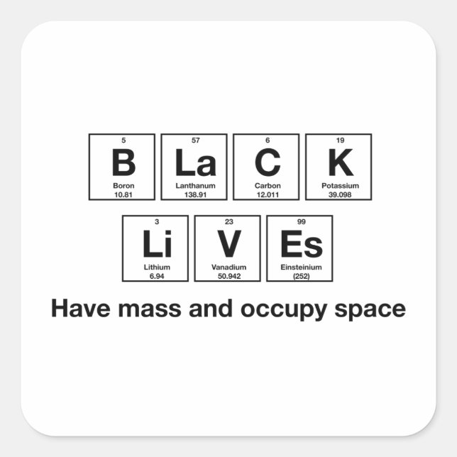 Black Lives - Symboles chimiques Stickers brillant (Devant)