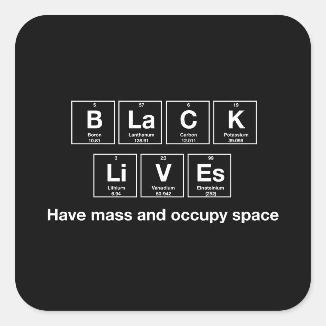 Black Lives - Symboles chimiques Stickers brillant (Devant)