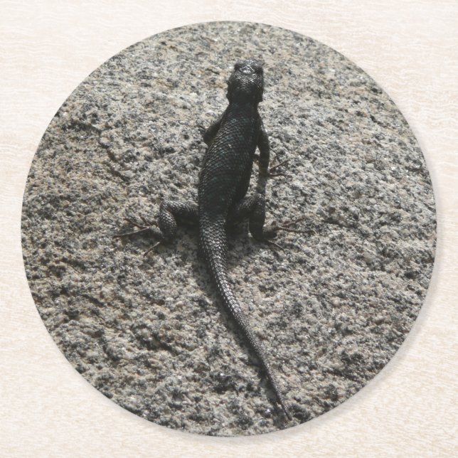 Black Lizard Round Paper Coaster (Front)