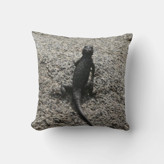 Black Lizard Throw Pillow (Front)