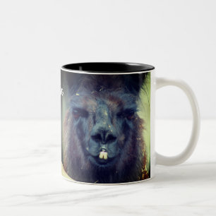 Black Llama Animal Personalized Two-Tone Coffee Mug