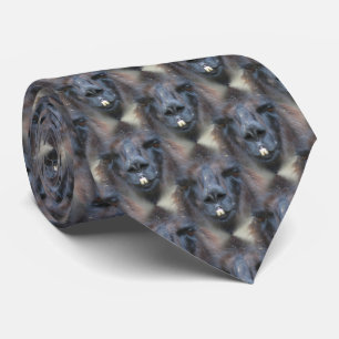 Black Llama Face Nature Pattern Tie