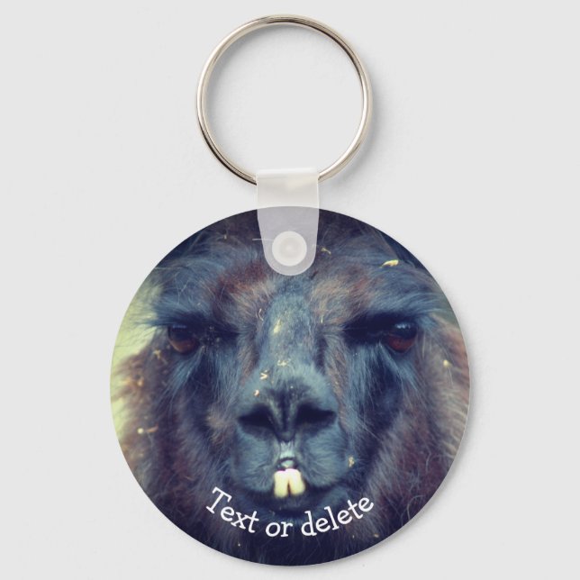 Black Llama Farm Animal Personalized Keychain (Front)