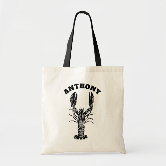 Black Lobster Graphic Personalized Tote Bag (Front)