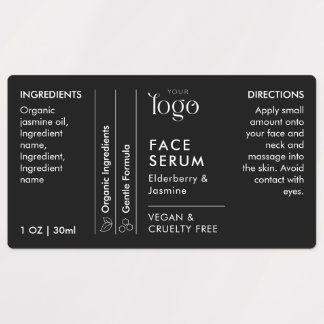 Black Logo 1OZ Dropper Bottle Waterproof Label