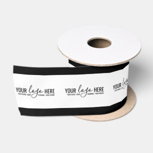Black Logo Business Company Branded Packaging Satin Ribbon