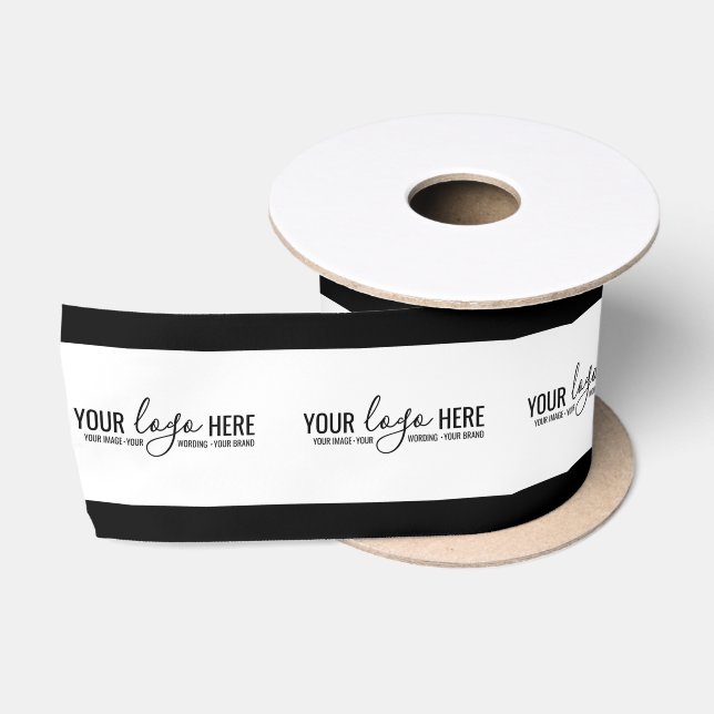 Black Logo Business Company Branded Packaging Satin Ribbon (Spool)