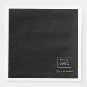 Black Logo Minimalist Company Business Branded Napkin