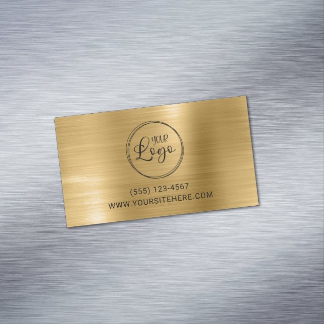 Black Logo with Website URL Gold Foil Magnetic Business Card (In Situ)