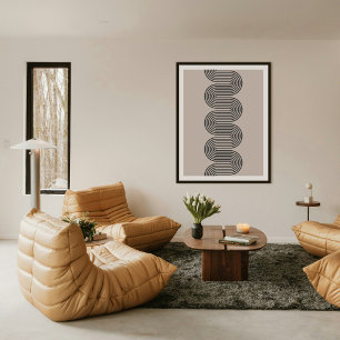 Black Lombard Wavy Lines Modern Minimal Art Print