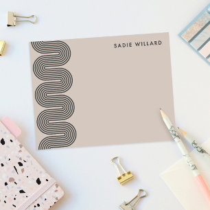 Black Lombard Wavy Lines Modern Stationery Card