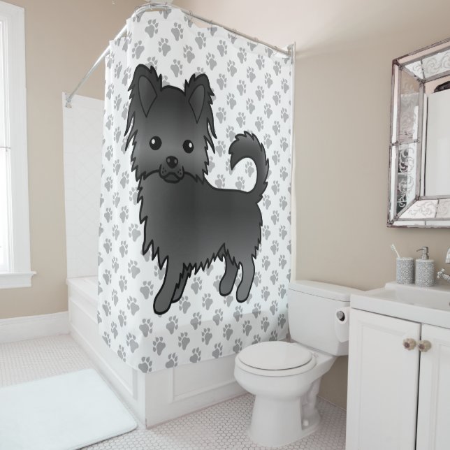 Black Long Coat Chihuahua Cartoon Dog & Paws (In Situ)