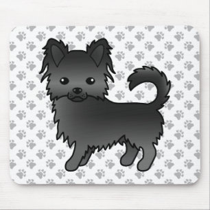 Black Long Coat Chihuahua Cartoon Dog & Paws Mouse Pad