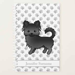 Black Long Coat Chihuahua Dog & Custom Text Planner