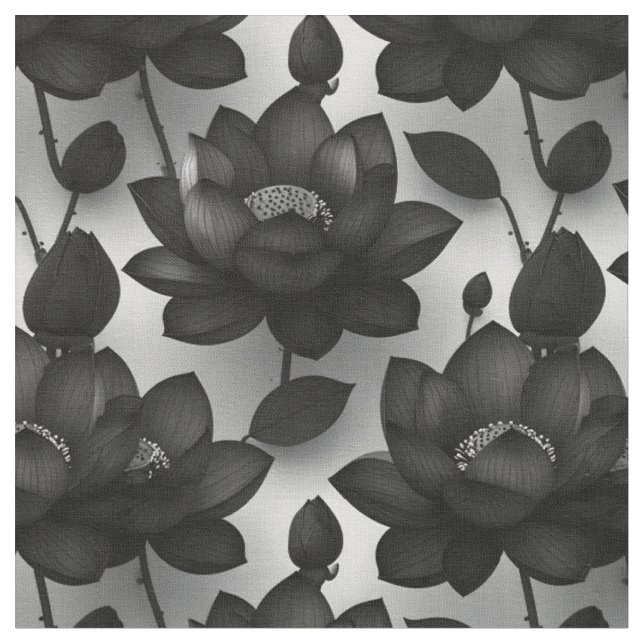 Black Lotus Blossom Fabric (Close Up)