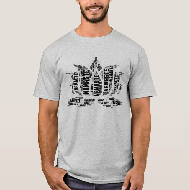 Black Lotus Flower Namaste Yoga  T-Shirt (Front)