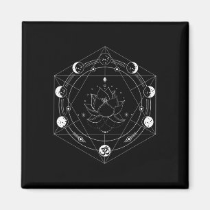 Black Lotus Moon Flower Phases Yoga Magnet