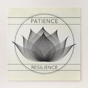Black Lotus Patience and Resilience Symbol Floral Jigsaw Puzzle