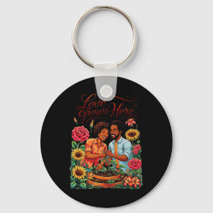 Black Love African American Couple Sketch Valentin Keychain