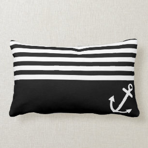 Black Love Anchor Nautical Lumbar Pillow