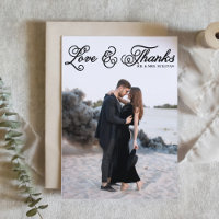 Black Love and Thanks Pretty Script Photo Wedding