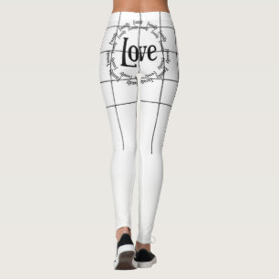 Black Love Family Leggings White 