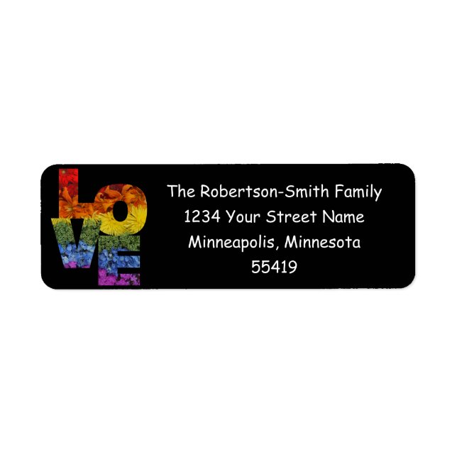 Black Love Floral Address Labels (Front)