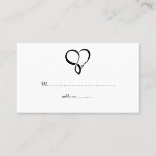Black Love Heart Mariage Table Place Cartes