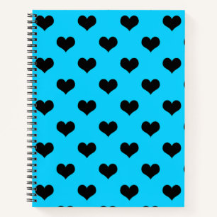 Black Love Heart On Blue Background Notebook