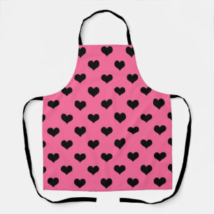 Black Love Heart On Pink Background Apron