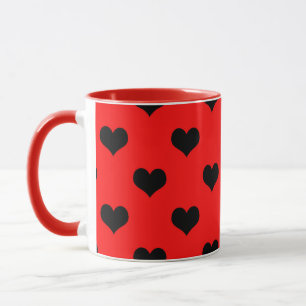 Black Love Heart On Red Background Mug