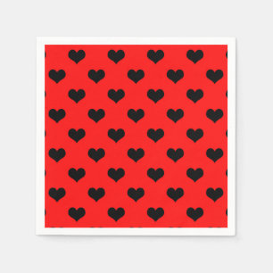 Black Love Heart On Red Background Napkin