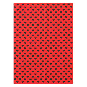 Black Love Heart On Red Background Tablecloth