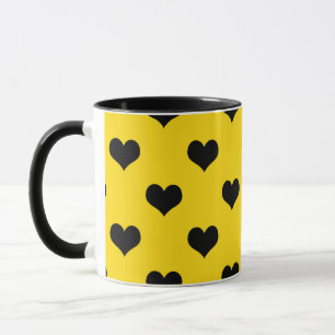 Black Love Heart On Yellow Background  Mug