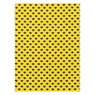Black Love Heart On Yellow Background Tablecloth