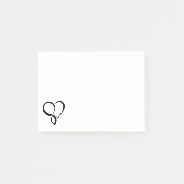 Black Love Heart PostIt Notes (Front)