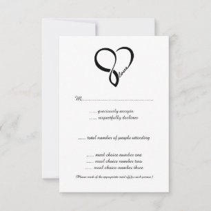 Black Love Heart Wedding RSVP Cards