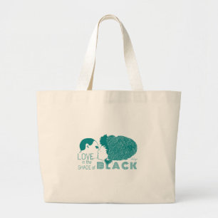 BLACK LOVE in AQUA Large Tote Bag