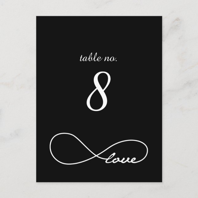 Black Love Infinity Mariage Tableau Numéro Cartes (Devant)