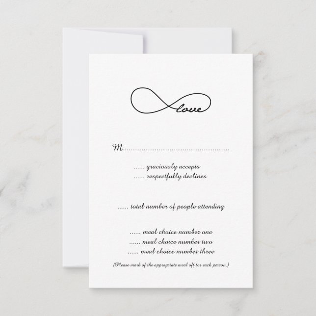 Black Love Infinity Wedding Cartes RSVP (Devant)