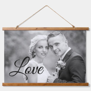 Black Love script typography wedding photo Hanging Tapestry