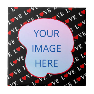 Black LOVE Trendy Black and White Tile