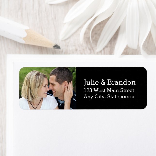 Black Love Wedding Photo Return Address Labels (Insitu)