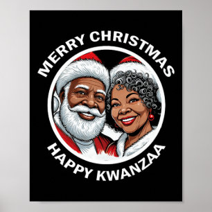 Black Loving Santa Claus And Mrs. Claus Christmas  Poster