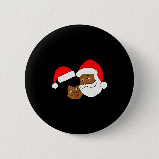 Black Loving Santa Claus And Mrs. Claus Ethnic Chr 2 Inch Round Button (Front)