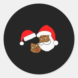 Black Loving Santa Claus And Mrs. Claus Ethnic Chr Classic Round Sticker