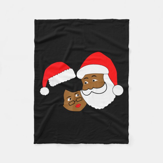 Black Loving Santa Claus And Mrs. Claus Ethnic Chr Fleece Blanket (Front)