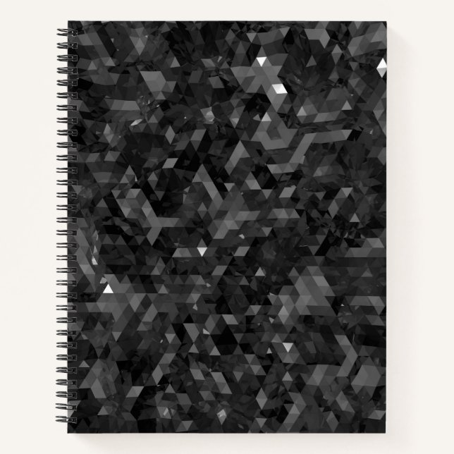 Black Low-Poly Bullet Journal / Lined Notebook (Front)