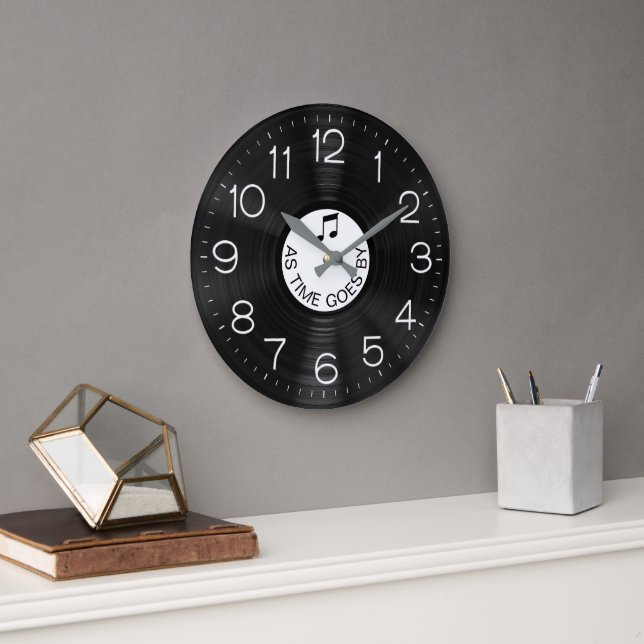 Black LP Vinyl Record Album Large Clock (Office)